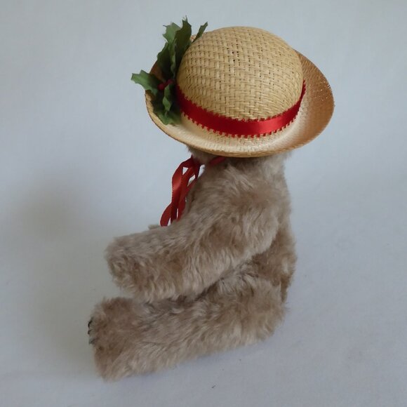 VINTAGE ECHOES OF THE PAST MOHAIR JOINTED TEDDY BEAR WICKER CHAIR - Picture 6 of 16